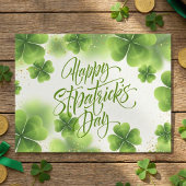 Elegant Green Gold Glitter St Patricks Day Script ポストカード