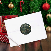 Elegant Green & Gold Happy Holidays Sticker ラウンドシール
