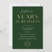 Elegant Green & Gold Logo Business Anniversary 招待状 (正面)