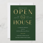 Elegant Green & Gold Logo Business Open House 招待状 (正面)