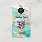 Elegant Green Gold Marble Logo & QR Code Modern 名刺 (正面)