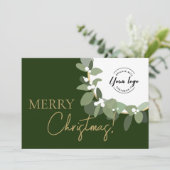 Elegant Green gold Merry Christmas Company Logo  シーズンカード (スタンド正面)