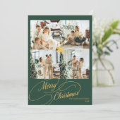 Elegant Green & Gold Merry Christmas Photo -  シーズンカード (スタンド正面)
