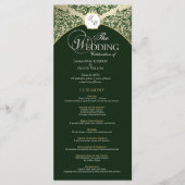 Elegant Green & Gold Monogram Wedding Program プログラム (正面)