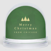 Elegant Green Gold Photo Snow Globe (正面)