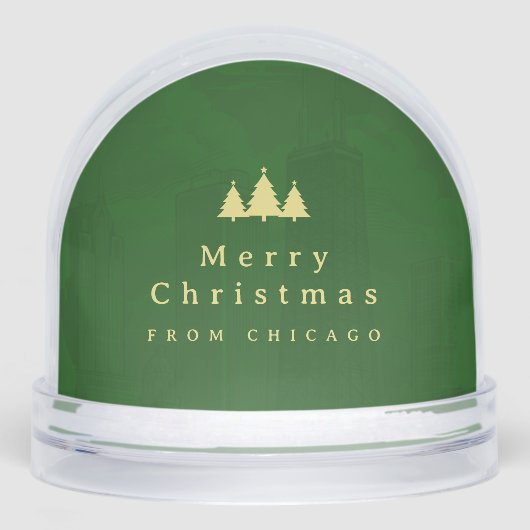 Elegant Green Gold Photo Snow Globe (正面)