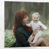 Elegant Green/Gold Plaid Holly Christmas Photo  三つ折りカード (内部最初)