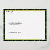 Elegant Green/Gold Plaid Holly Christmas Photo 箔シーズンポストカード (裏面)