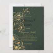 Elegant Green Gold Retirement Party Invitation Flo 招待状 (正面)