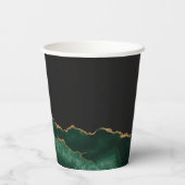 Elegant Green Gold Santa Sleigh Merry Christmas 紙コップ (裏面)