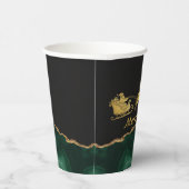 Elegant Green Gold Santa Sleigh Merry Christmas 紙コップ (右)