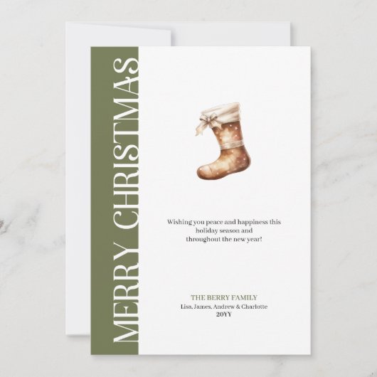 Elegant Green Gold Script Christmas Greeting シーズンカード (正面)