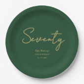 Elegant Green Gold Seventy Birthday Paper Plate ペーパープレート (正面)
