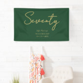 Elegant Green & Gold Seventy Birthday Party Banner 横断幕 (インサイチュ)