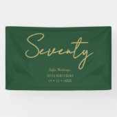Elegant Green & Gold Seventy Birthday Party Banner 横断幕 (横)