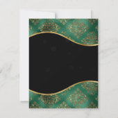 Elegant Green & Gold Snowflake Wedding 出欠カード (裏面)