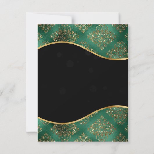 Elegant Green & Gold Snowflake Wedding 出欠カード (裏面)