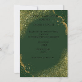 Elegant Green Gold Spark Wedding Invitation 招待状