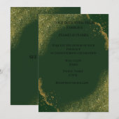 Elegant Green Gold Spark Wedding Invitation 招待状 (正面/裏面)