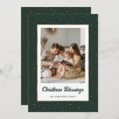 Elegant Green Gold Starry Photo シーズンカード (正面/裏面)