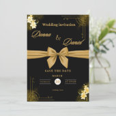 Elegant Green & Gold Wedding Invitation with Flora 招待状 (スタンド正面)