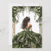 Elegant Green Golden Tiara Floral  Quinceañera 招待状 (裏面)