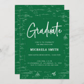 Elegant Green Graduate Math Graduation 招待状 (正面/裏面)