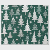 Elegant Green Gray Christmas Tree Pattern  ラッピングペーパー (フラット)