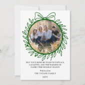Elegant Green Hand Drawn Bow Wreath Christmas シーズンカード (正面)