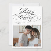 Elegant Green Happy Holidays Photo Christmas  シーズンカード (正面)