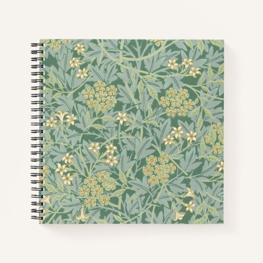 Elegant Green Jasmine Floral Pattern ノートブック (正面)
