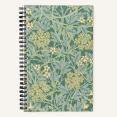 Elegant Green Jasmine Floral Pattern ノートブック (正面)