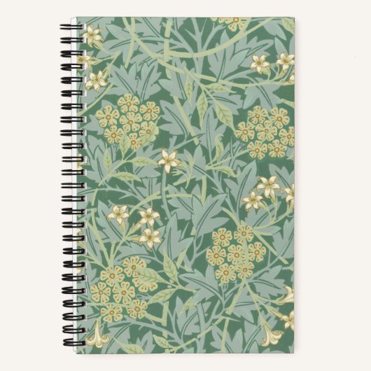 Elegant Green Jasmine Floral Pattern ノートブック (正面)