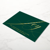 Elegant Green Joy Script Gold Foil Christmas Card 箔シーズンカード (回転した状態)