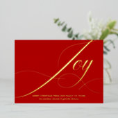Elegant Green Joy Script Gold Foil Christmas Card 箔シーズンカード (立ち正面)