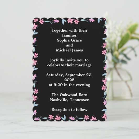 Elegant Green Leaves Nature Design | Minimal Botan 招待状 (スタンド正面)