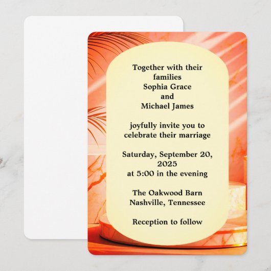 Elegant Green Leaves Nature Design | Minimal Botan 招待状 (正面/裏面)