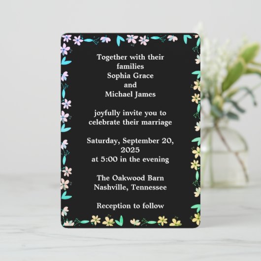 Elegant Green Leaves Nature Design | Minimal Botan 招待状 (スタンド正面)