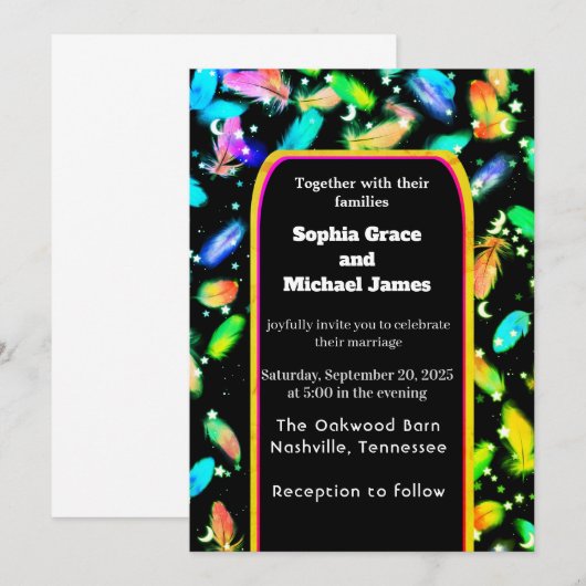 Elegant Green Leaves Nature Design | Minimal Botan 招待状 (正面/裏面)