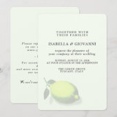 Elegant Green Lemon Tuscany Wedding 招待状 (正面/裏面)