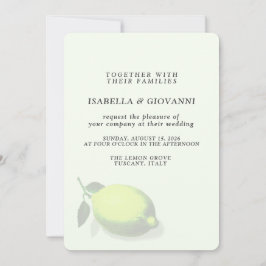 Elegant Green Lemon Tuscany Wedding 招待状
