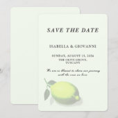 Elegant Green Lemon Tuscany Wedding Save The Date 招待状 (正面/裏面)