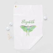 Elegant Green Luna Moth Custom Name Ladies ゴルフタオル (インサイチュ)