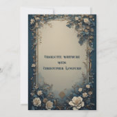 Elegant Green Luxurious White Roses Floral Wedding 招待状 (裏面)