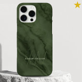 Elegant Green Marble Custom Name Monogrammed Case-Mate iPhoneケース