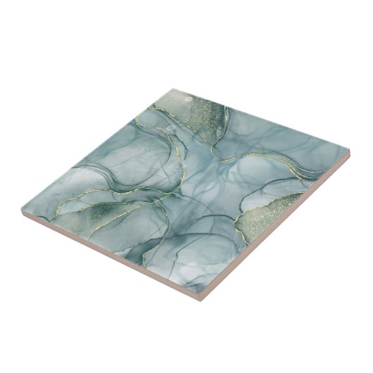 Elegant Green Marble Pattern Ceramic Tile タイル (側面)
