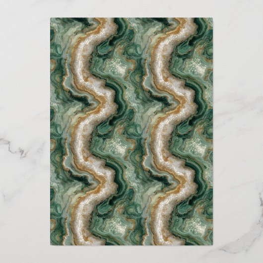 Elegant Green Marble Wedding Invitation 箔招待状 (裏面)