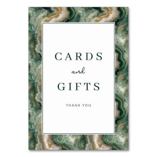 Elegant Green Marbled Gratitude Card テーブルナンバー (正面)