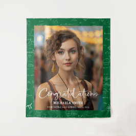 Elegant Green Math Congratulations Photo Graduate タペストリー