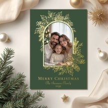 Elegant Green Merry Christmas Photo 